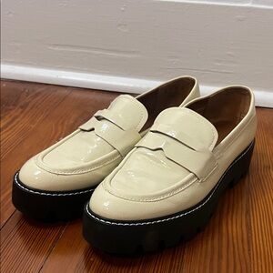 Elegant Franco Sarto Cream Platform Loafers